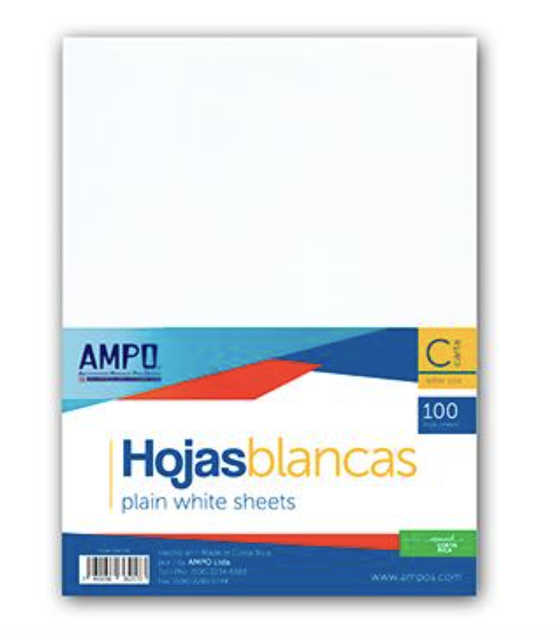 Hojas Blancas Tamaño Carta 100 Unidades Ampo Ofismartcr